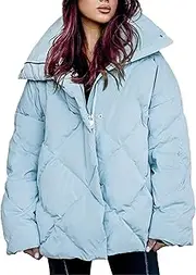 [Zylphorix] Women's Quilted Puffer Long Sleeve Padded Down Coat Drawstring Lightweight Casual Cotton Coats