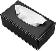Uandhome Leather Tissue Box, Black Rectangle Tissue Paper Holder Box Cover Napkin Organizer Holder Home Kitchen Storage Room Office Car Decoration