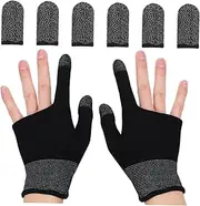 FELTECHELECTR 1Set Gaming Finger Sleeves Breathable Two Finger Gloves for Mobile Gaming Enhanced Agility Precision Touch Control Elastic Fit Comfortable for Gamers