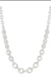 Anne Klein 60422467-G03 Silver-Tone Crystal Pave Frontal Necklace A116