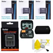 Battery for GoPro Hero4 SILVER & BLACK X3 AHDBT 401 TRIPLE CHARGER + HARD CASE