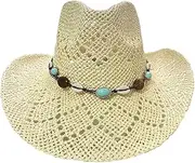 [Generic] Straw Cowboy Hats for Women/Men Western Cowgirl Hat Foldable Wide Brim Cowboy Hat Travel Vacation Beach Sun Hats