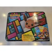 Pokemon Cards Eevee Treasure Chest Eeveelution Collectible Lunchbox Tin 5 Packs