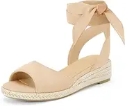 [Coutgo] Girls Wedge Sandals Espadrille Platform Open Toe Tie Lace Up Summer Dress Shoes Toddler Little Big Kid