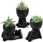 3Pcs Fake Succulents Plants Artificial for Black Bathroom Bedroom Home Room Deco