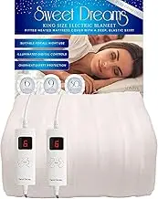 Sweet Dreams Electric Blanket King Size Bed with Dual Controls - 152 x 203 x 40cm - Fully Fitted Heated Mattress Cover Underblanket with Elasticated Skirt- Overheat Protection