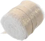 minkissy Chiffon Ribbon with Frayed Edge Elegant Gold Ribbon for Wedding Bouquets Bridal Flower Decorations DIY Present Wrapping Invitations Soft Material Romantic Bowknot