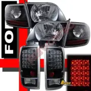 1997-2002 Ford Expedition Black Headlights Corner Signal + LED Tail Lights Lamps (for: Ford)