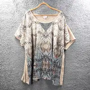 New Vintage Autograph Womens Tunidc Top Plus Size 24 Beige Blue Paisley