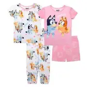 New Girls Bluey 4-Piece "Bluey Smile" Pajama Set 6 8 10