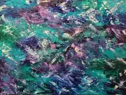abstract contemporary oil canvas "Celestial Tide" Amanda Norman 18x24