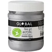 Global Colours Acrylic Paint Zero VOC 500mL Metallic Silver