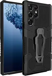 Compatible with Samsung Galaxy S21 Ultra Case, Military Grade Armor Case with Metal Belt Clip Built-in Kickstand Dual Layer Full Body Case for Galaxy S21 Ultra