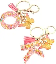 [PACKOVE] 2Pcs Decorative Alphabet Keychain Lightweight Heart Shaped Pendant with Tassel Unique Keyring for Bags and Car Accessories for Birthdays and Holidays