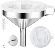 Stainless Steel Kitchen Funnel with 200 Mesh Filter Strainer for Filling Canning