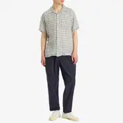 Beams Plus Open Collar Panama Plaid Linen Shirt