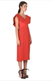 Cooper St burnt orange/red Native Dancer Ruffle Pleated Dress size 8