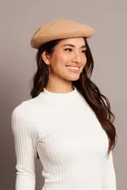 Beige Beret - Size ONE, Women's Hats