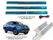 4 Doors LED Chrome Sill Scuff Plate For Mitsubishi Triton MQ MR 15-19 Double Cab (for: Mitsubishi)