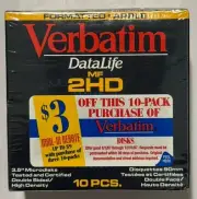 Apple Formatted Verbatim MF2HD 3.5" 1.4MB Floppy Diskettes 10pcs Box SEALED