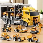 Toddler Boys Toys for 3-5 Years Old, Construction Truck Vehicle Toy Set, Die-Cast Toy Car Carrier Truck for Boys Kids, Birthday Gifts Toys for 3-8 Year Old Boys (Construction Truck)