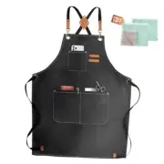 Chef Apron,Cross Back Apron for Women and Men,Cotton Canvas Apron with Black