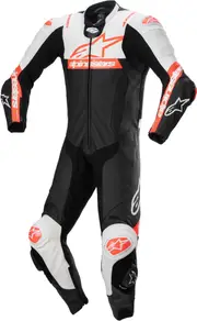 Alpinestars Missile V2 Ward perforated One Piece Motorcycle Leather Suit, black-white-red, Size 50 for Men Black White Red