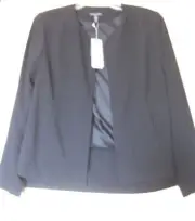 BNWT $378 EILEEN FISHER Tropical Suiting w/ Eco Poly BLACK Jacket 24W