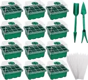 12 Packs Seed Starter Tray Seed Starter Kit with 10 Plant Labels 12Cells Per Tr