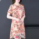 【ALICAI 艾麗彩】橘紅透邊蓮花旗袍領斜開扣洋裝(中大尺碼/M-3XL)