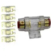 IMC Audio 200 Amp Mini ANL and 5 Fuses Fuse holder 4 6 8 Gauge Car Audio Gold