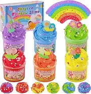 6 Pack Butter Slime Kit, Rainbow Slime for Kids, with Flower Slime Charms & Add-ins, Slime Party Favors Sensory Toys, Holiday Birthday Easter Hallowmas Christmas Girls Gift & Boys Gift