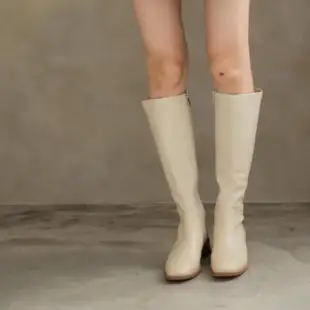 【WYPEX】現貨+預購 顯瘦方頭真皮長靴女 白色高筒女神騎士靴 女鞋(2色)