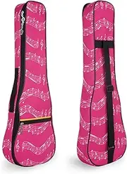 Musical Note Pattern Concert Ukulele Bag,Case,23Inch 600D Waterproof Oxford Ukulele bags Cases Single Shoulder Backpack with Adjustable Straps (Pink)