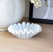 LE HOME DECOR Handmade Marble Scalloped Bowl - 6 Inches Decorative Ruffle Home Decor/Natural Marble Vintage Ring/Handcrafted White