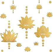 Lotus Flower Wall Decal Gold Wall Stickers Modern Lotus Sticker Yoga Wall Sticker Hinduism Hindu Art Wall Sticker Vinyl Sticker Decal Removable Peel and Stick Wall Decals for Bedroom Living Room Decor
