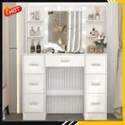 7 Drawers Vanity Table Makeup Desk Large Dressing Table With LED Mirror White