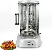 Electric Rotating Vertical Rotisserie Grill,1380W Electric Shawarma Smokeless 360° Rotary Barbecue Machine with 3-Grills,60 Min Timer,Sliding Glass Door,Auto Shut-Off,Kebab Fish Skewer Cooker,for Kitc