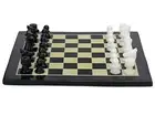 15" Black Marble Chess Table Top Inlay With Pieces