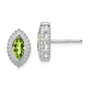 14k White Gold Marquise Peridot Post Earrings