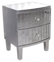 Spiegelmöbel Kommode Silber Schrank verspiegelt Beistelltisch Kristall Luxus