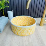 Moroccan cyber yellow Bathroom vessel sink, washbasin sink, handcrafted sink