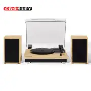 Crosley CR6043A-NA Brio 3-Speed Bluetooth Record Player Natural w/ Dual Speakers