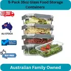 5-Pack 35oz Glass Food Storage Containers Airtight Meal Prep Bento Microwave Saf