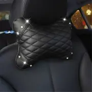 2X PU Leather Car Seat Head Neck Rest Support Cushion Pad Headrest Pillows Black