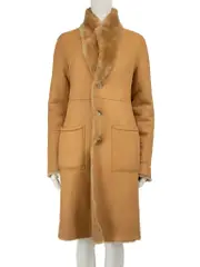 Camel Leather Shearling Reversible Coat