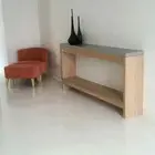 Hardwood Ash hall stand console table, sideboard charcoal polished concrete top