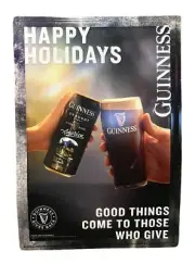 Guinness Stout Happy Holidays Metal Tin Tacker Beer Sign | 17" x 12" - New & FS