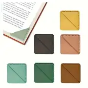 6Pcs Leather Square Shape Bookmarks ~ Corner Bookmark Assorted Colors BK00.2