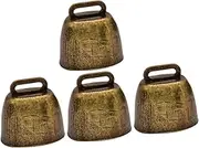 Abaodam 4Pcs Tiny Cow Bells Iron Craft Noise Maker for Pets Theft Decoration Loud Durable Cattle Bell Ornament for Sporting Events and Crafts Rustic Antique